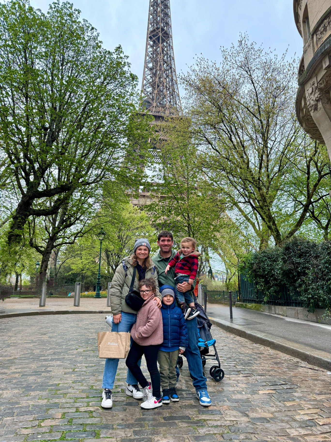 Kerry Durkan with her family in front of the Eiffel Tower in Paris
